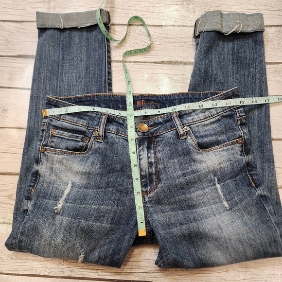 KUT from The Kloth Raw Hem Distressed Capri Cropped Peddle Pusher Jean Size 4 - Picture 13 of 14